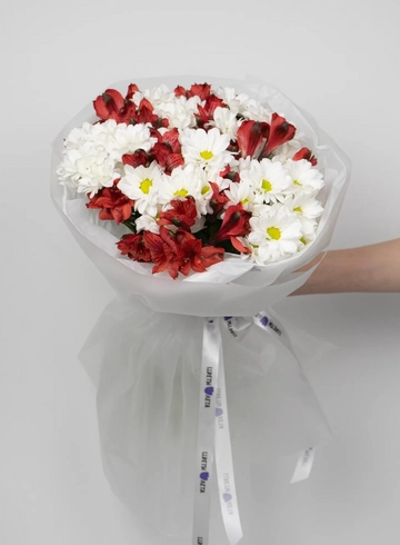 Букет: «Ромашковый огонь» от интернет-магазина цветов в 